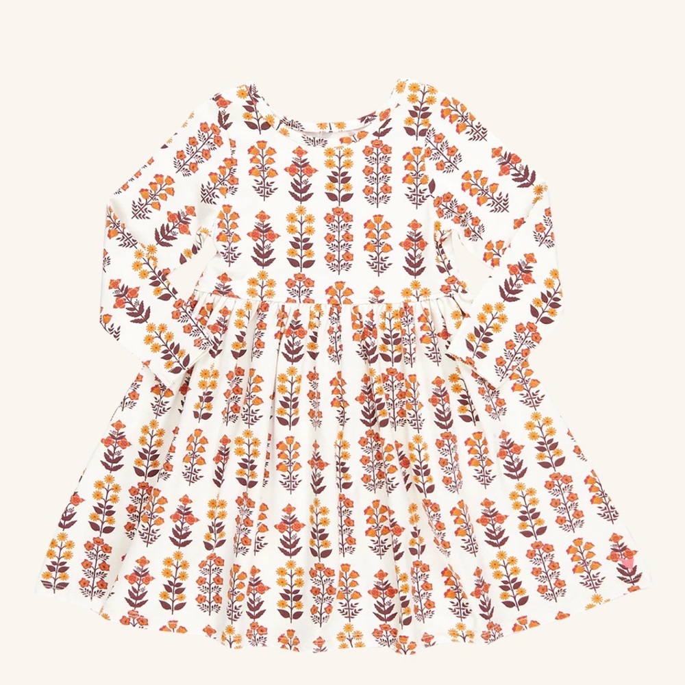 Pink Chicken GIRLS ORGANIC STEPH DRESS - FALL FIELD FLORAL